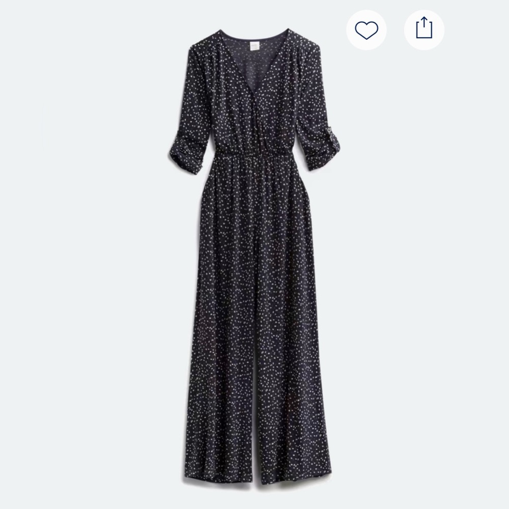 Navy Polka Dot Knit Jumpsuit